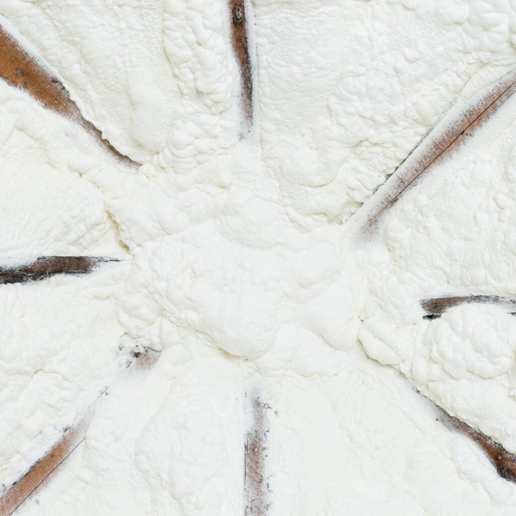 Close-up of spray foam insultation.