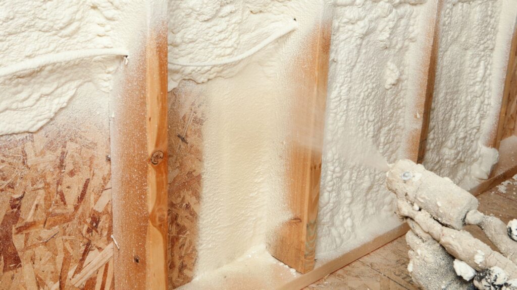 Spray foam being applied