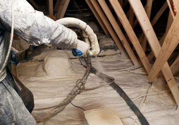 Spray foam insulation installed on a wall