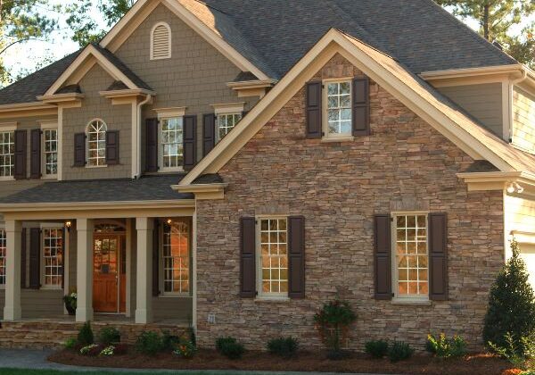 A two story brown home