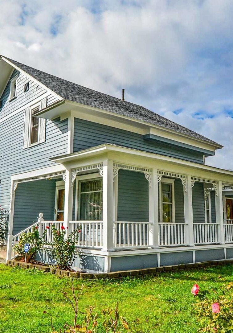 A blue home