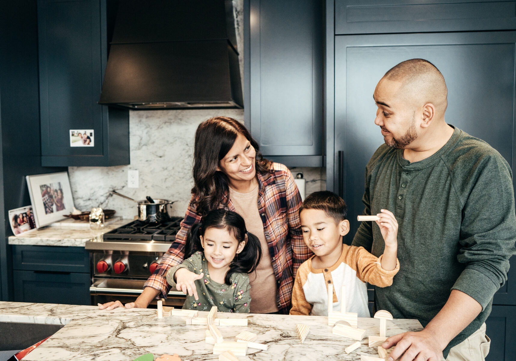 happy family in comfortable home